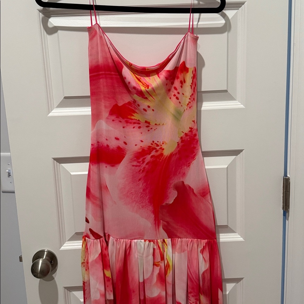Vibrant Pink and Red Floral Dress